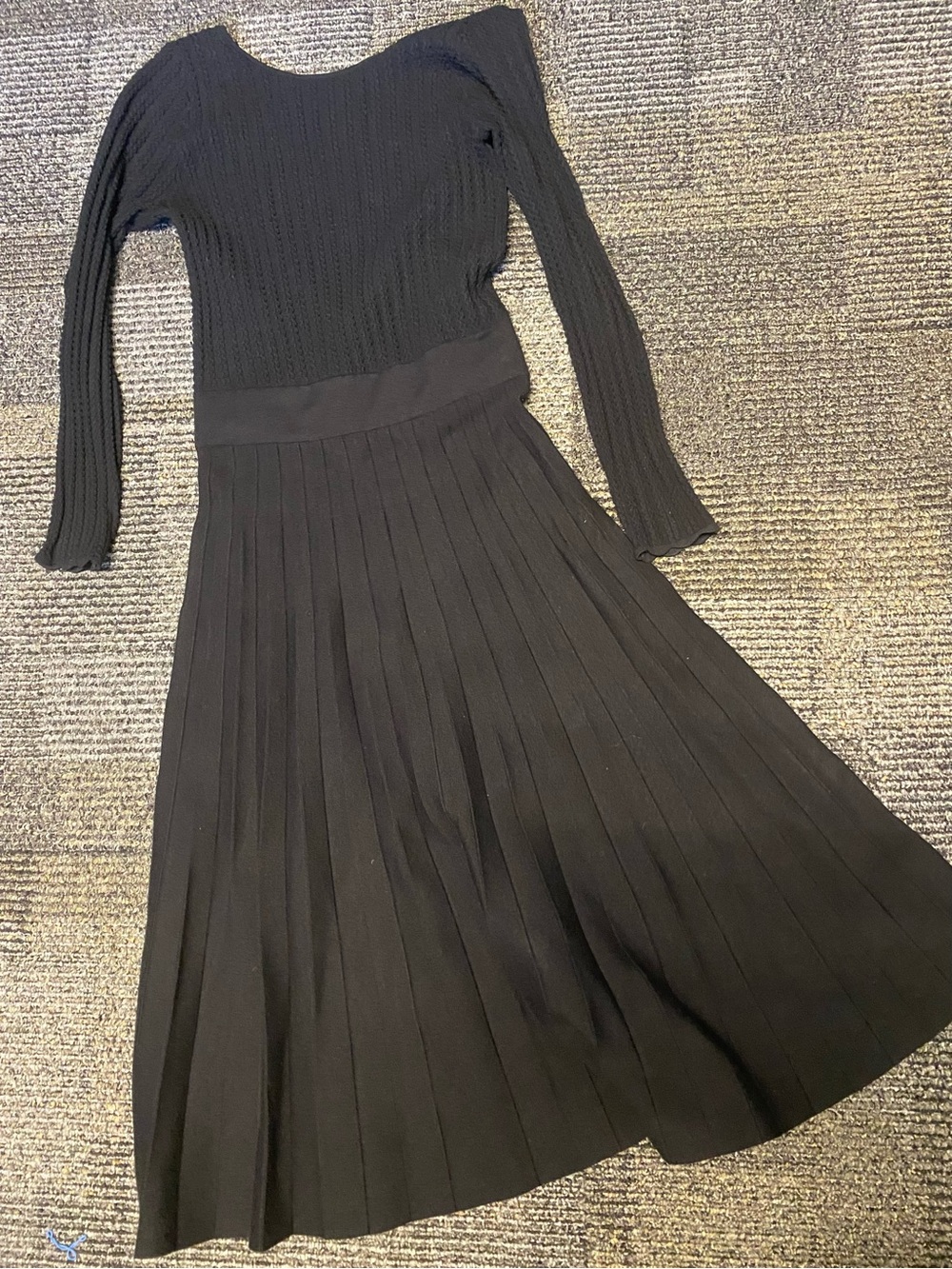 SEZANE Flavie Black Ribbed Knit Midi Dress M - Picture 9 of 10